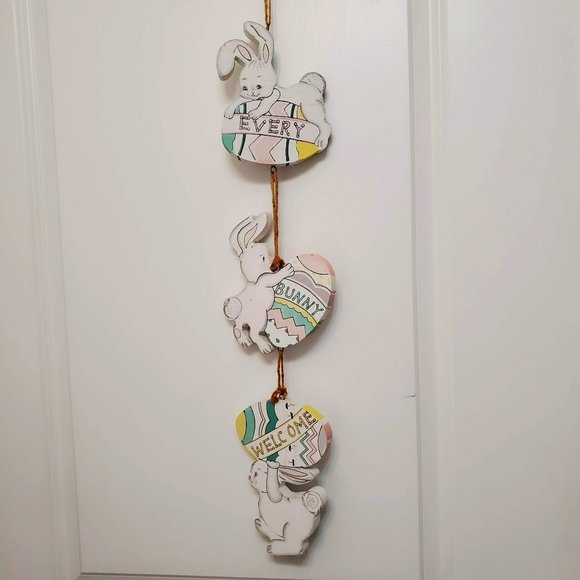 Accents | Vintage Easter Wall Decor Hanging Wood Sign Every Bunny ...